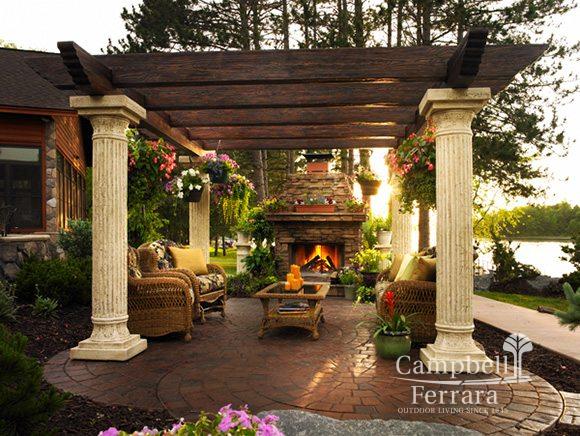 outdoor pergola and fireplace alexandria va